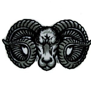 Evil Ram Horns Patch Embroidered Iron on Applique